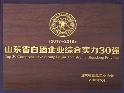 山東省白酒企業綜合實力30強